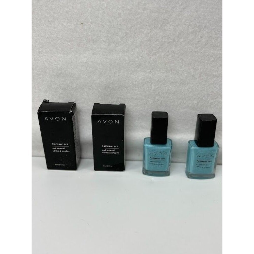 Avon Nailwear Pro Nail Enamel Aqua Fantasy N809 New in Box Old Stock Lot of 2